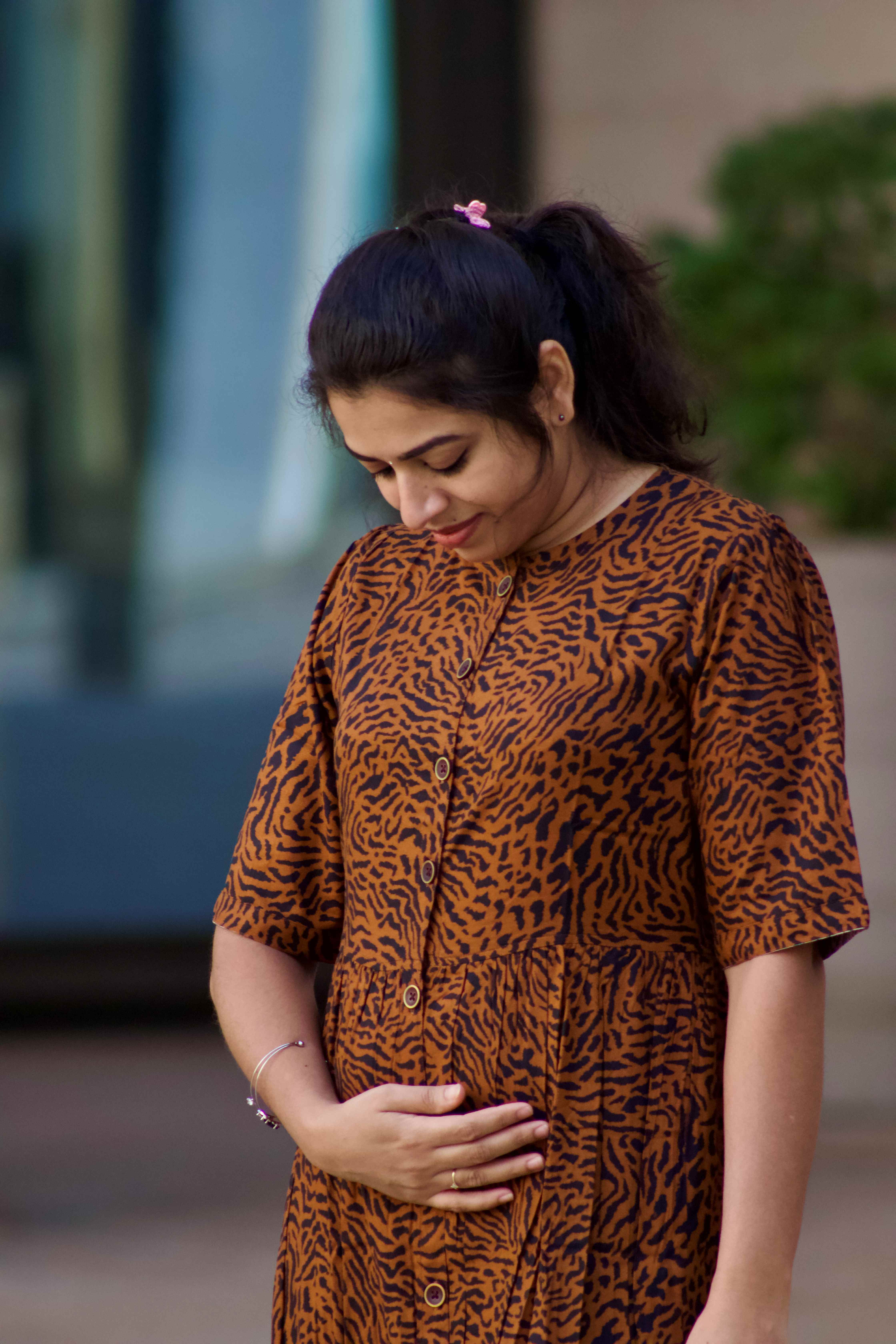 ANIMAL PRINT FULL OPEN FEEDING FROCK