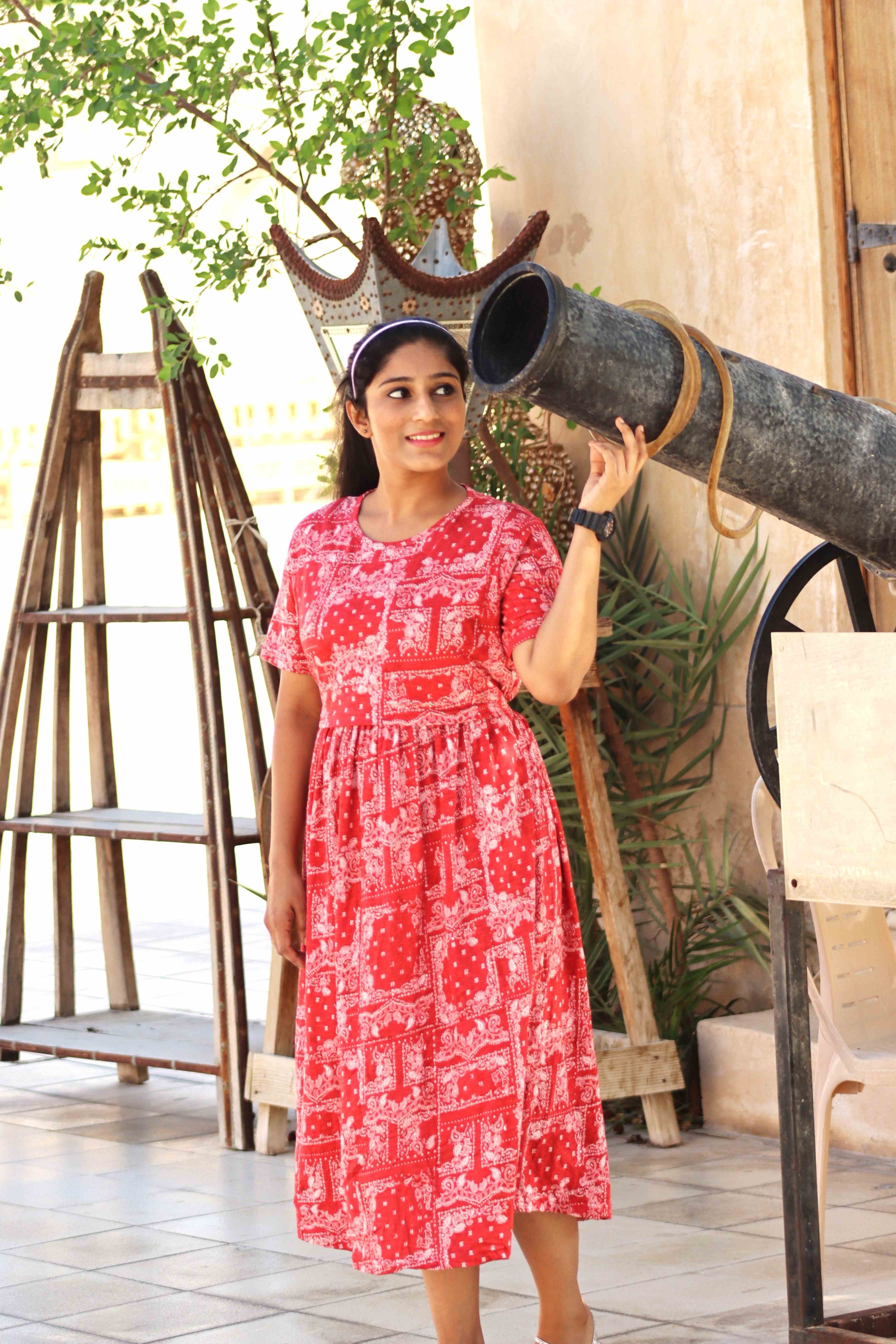 PEARSLEY RED ZIPLESS FROCK