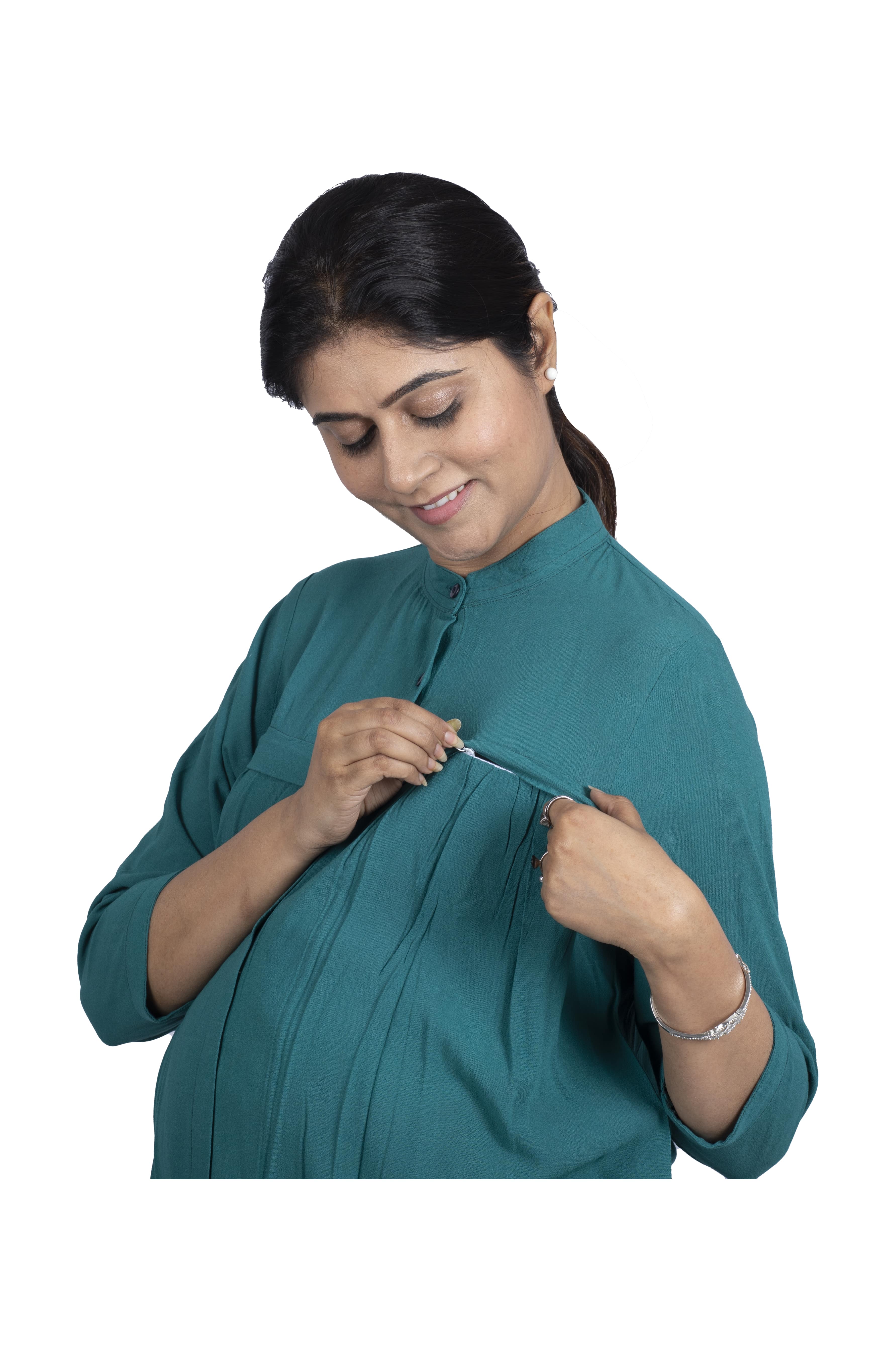 Sea Green Solid High Low Feeding Tunic