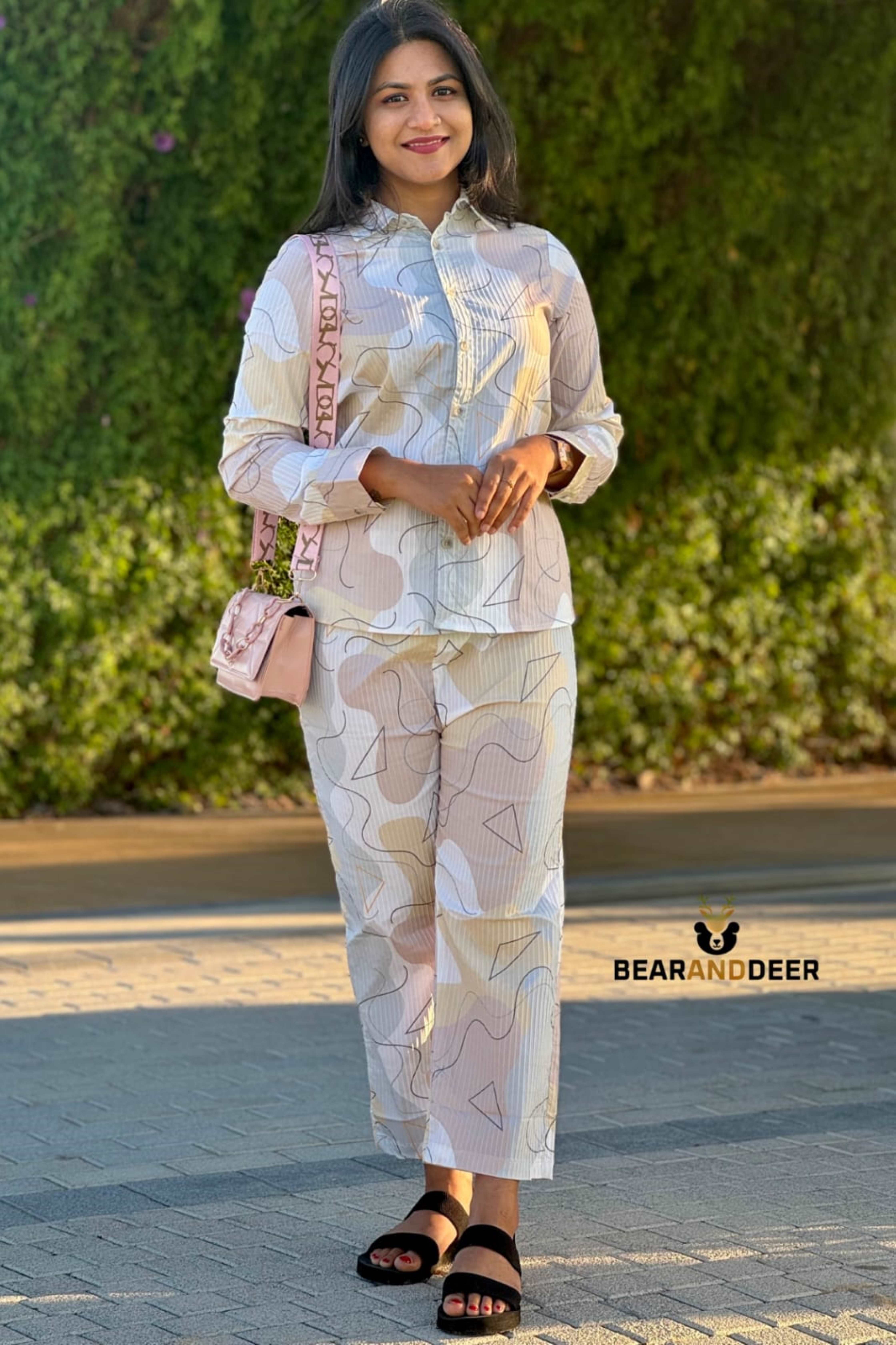 Frenchy Striped & Geometric Print Co-Ord Set 
